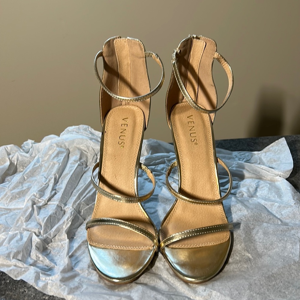 Gold ankle strap heels from Venus size 9.5